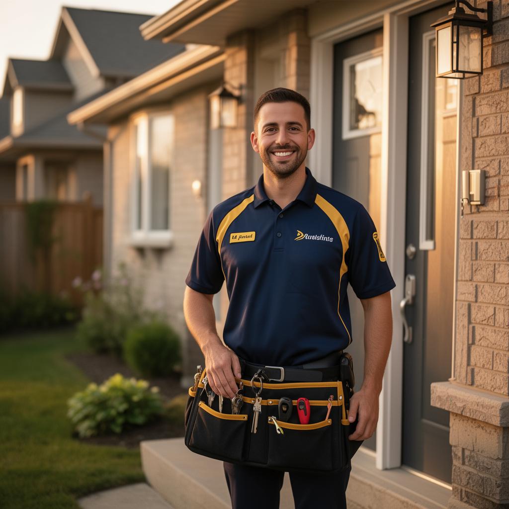 AS Locksmith technician arriving at Hamilton home